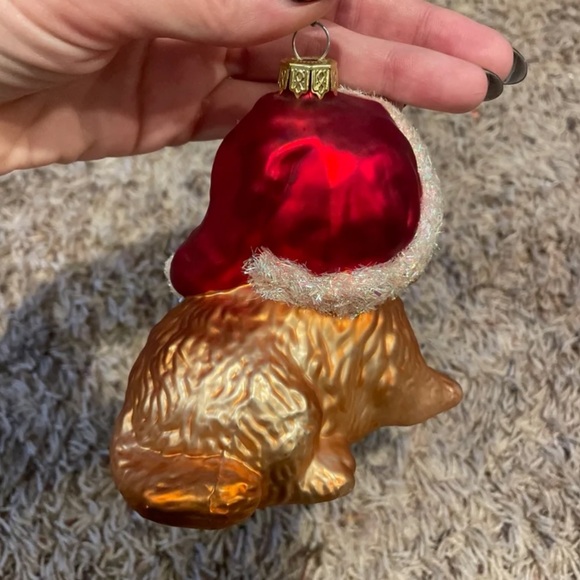Glass Cocker Spaniel Dog Ornament with Sparkle Santa Hat - Picture 4 of 6